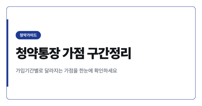 청약통장 가입기간별 가점 구간 완전정리
