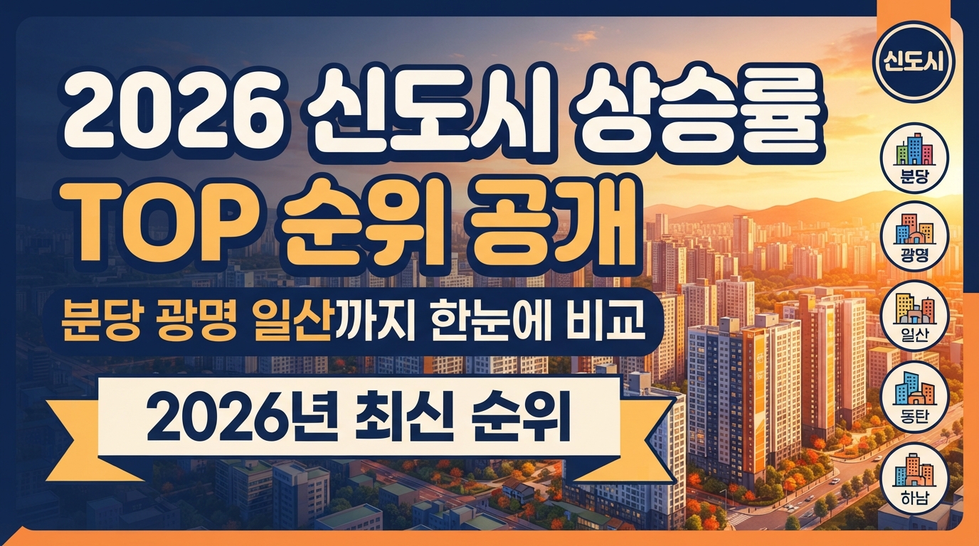 2026년 신도시 집값 상승률 순위 총정리