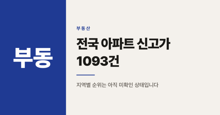 전국 아파트 신고가 1093건, 지역별 현황 정리