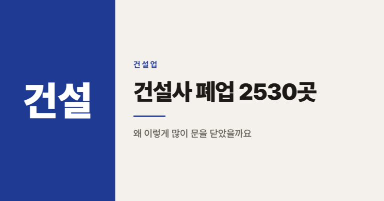 건설사 폐업 2530곳, 12년 만에 최다인 이유는 무엇일까
