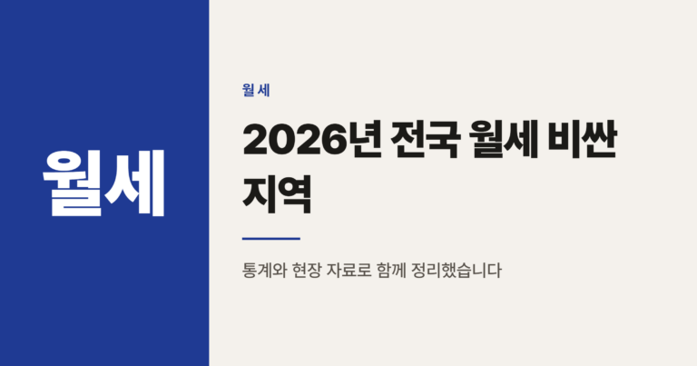2026년 전국 월세 비싼 지역 순위 정리