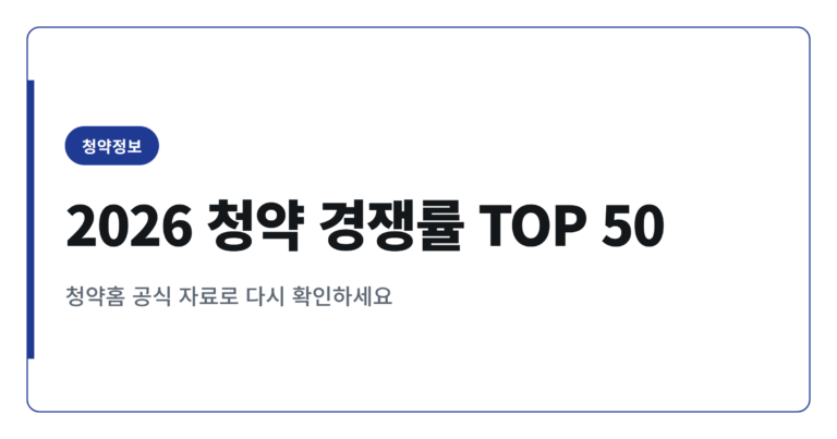 2026년 역대 최고 청약 경쟁률 단지 순위 정리