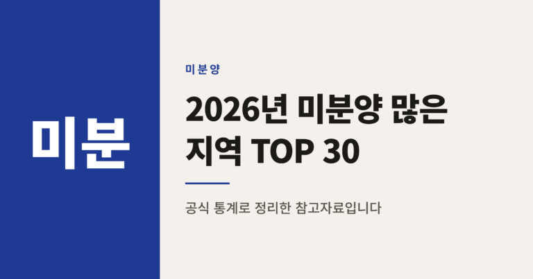 2026년 미분양 세대수 많은 지역 TOP 30 정리
