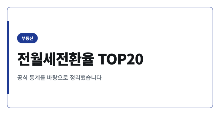 2026년 전월세전환율 높은 지역 순위 TOP 20 정리