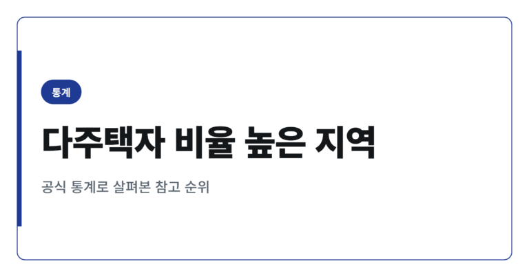 2026년 다주택자 비율 높은 지역 순위 TOP 20 정리