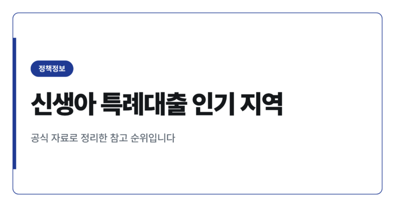 2026년 신생아 특례대출 인기 지역 순위 총정리