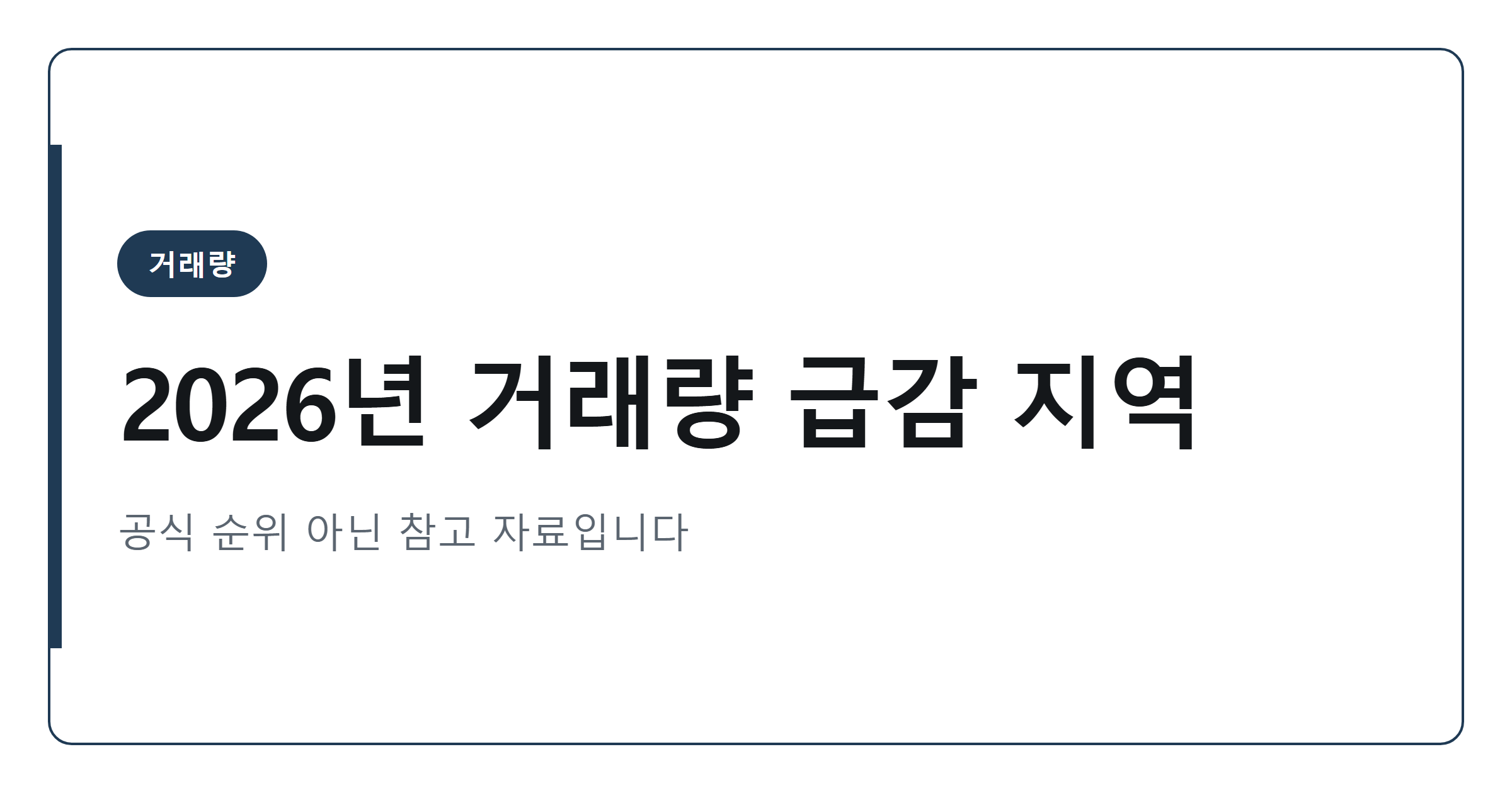 2026년 거래량 급감 지역 TOP 20 참고 정리