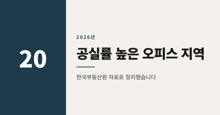 2026년 공실률 높은 오피스 지역 순위 TOP 15