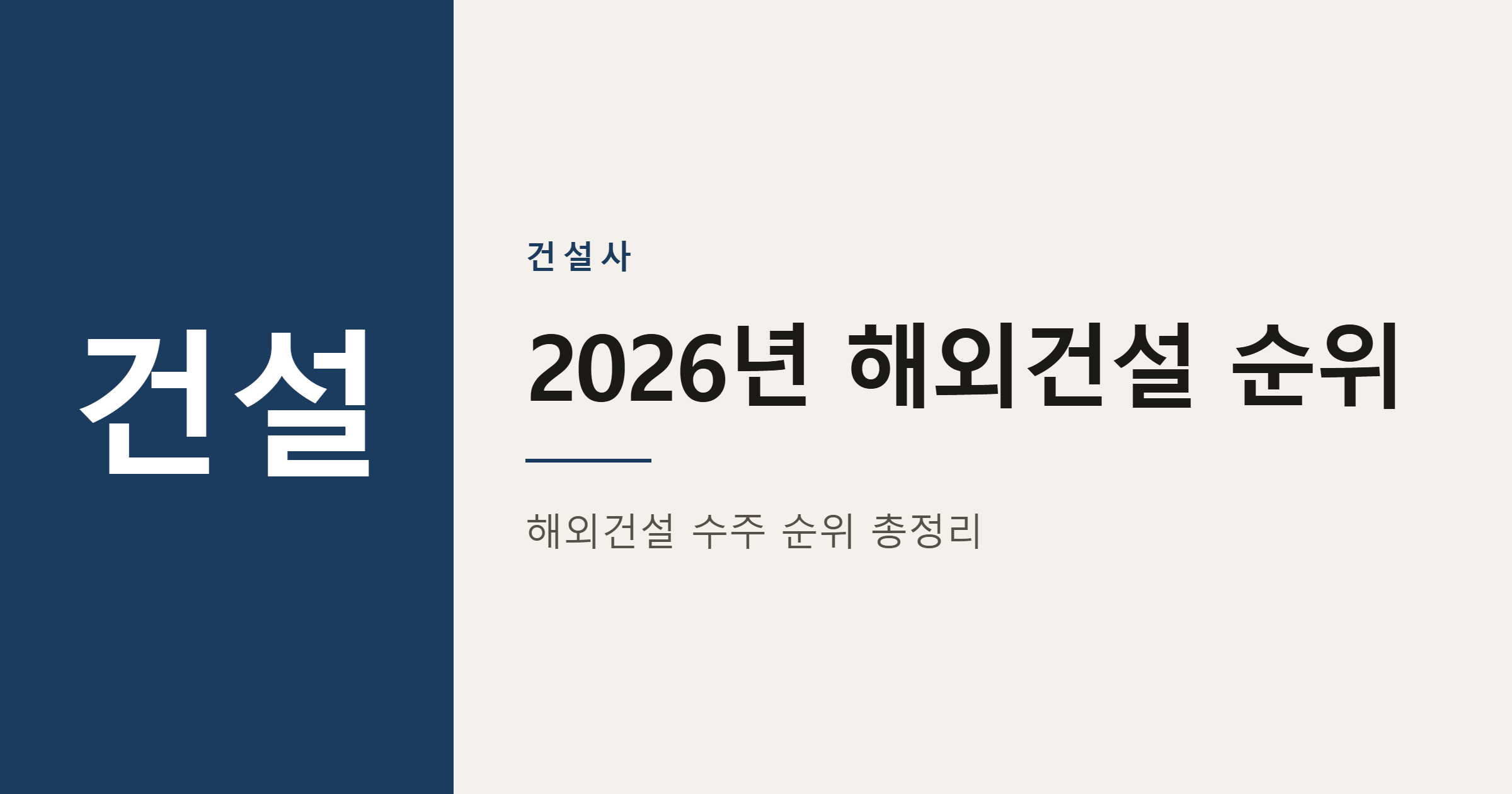 2026년 해외 수주 많은 건설사 순위 TOP 20 총정리