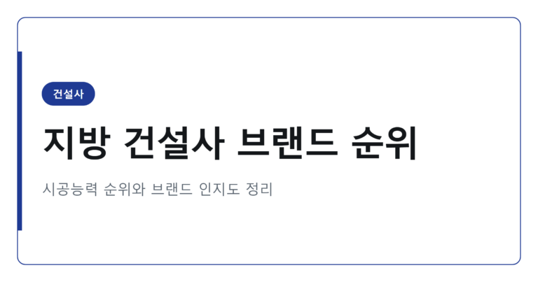 2026년 지방 건설사 브랜드 인지도 TOP15 정리