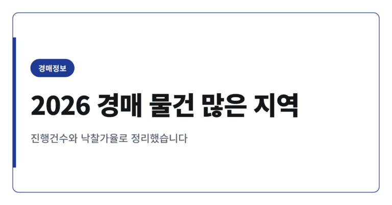 2026년 경매 물건 많은 지역 순위 TOP 20 정리