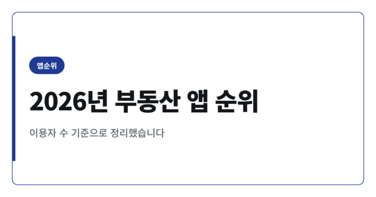 2026년 부동산 정보 앱 순위 TOP 15 완벽 정리